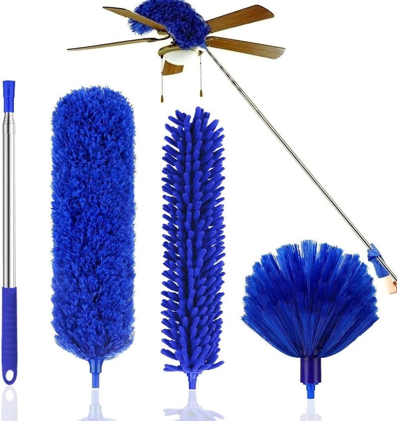 ARAINY Microfiber Duster Kit High Reach Ceiling Fan Duster with Extendable Pole 100" Telescoping Cobweb Duster for Cleaning, Bendable Head Washable Duster for Ceiling, Fan, Furniture - Image 1
